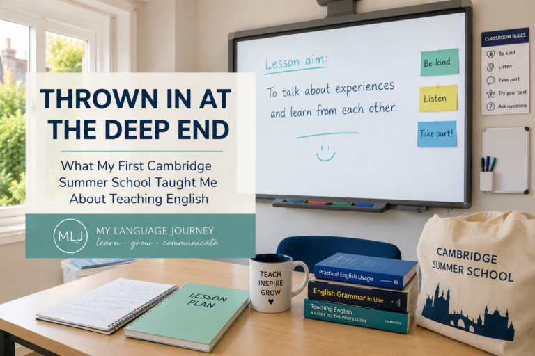 Summer school classroom representing my first experience teaching English in Cambridge